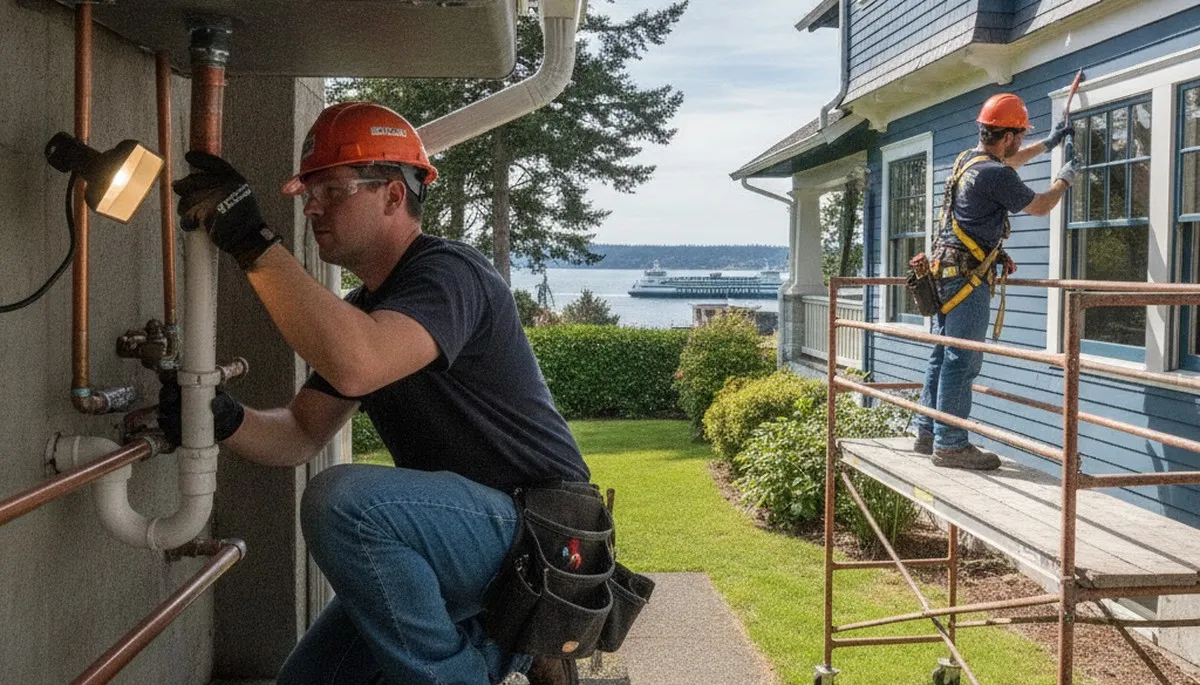 Seattle, WA plumbing repair technician servicing residential pipes and fixtures