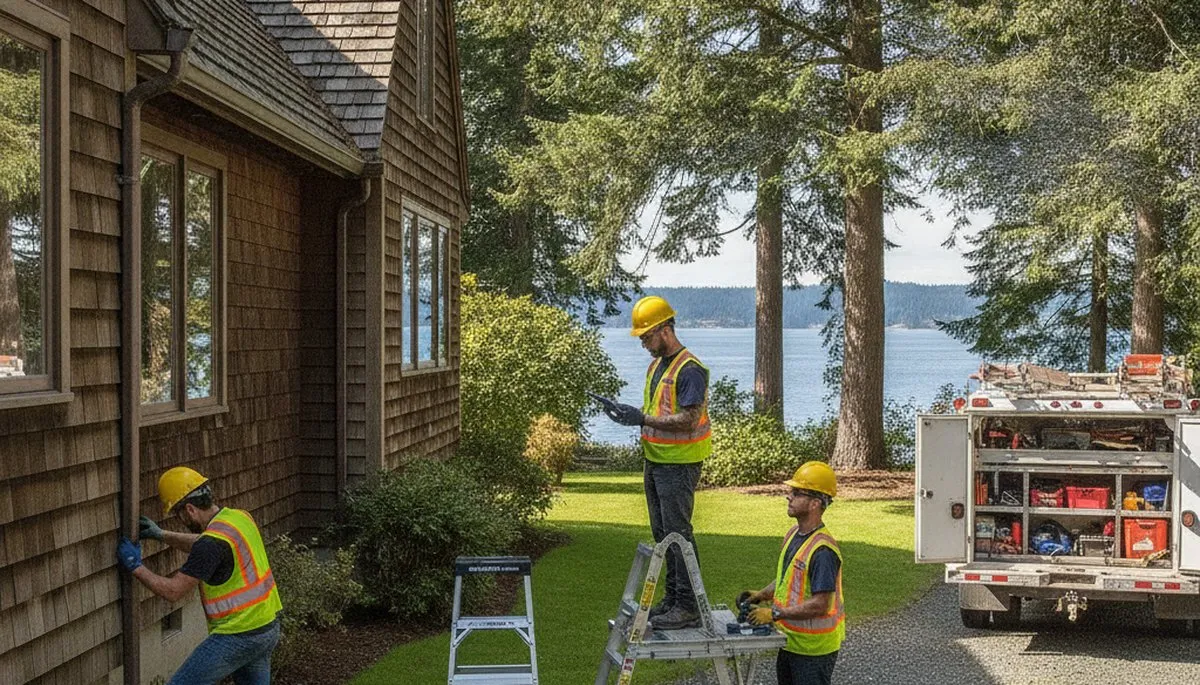 Seattle, WA plumbing repair technician inspecting pipes for a residential service call