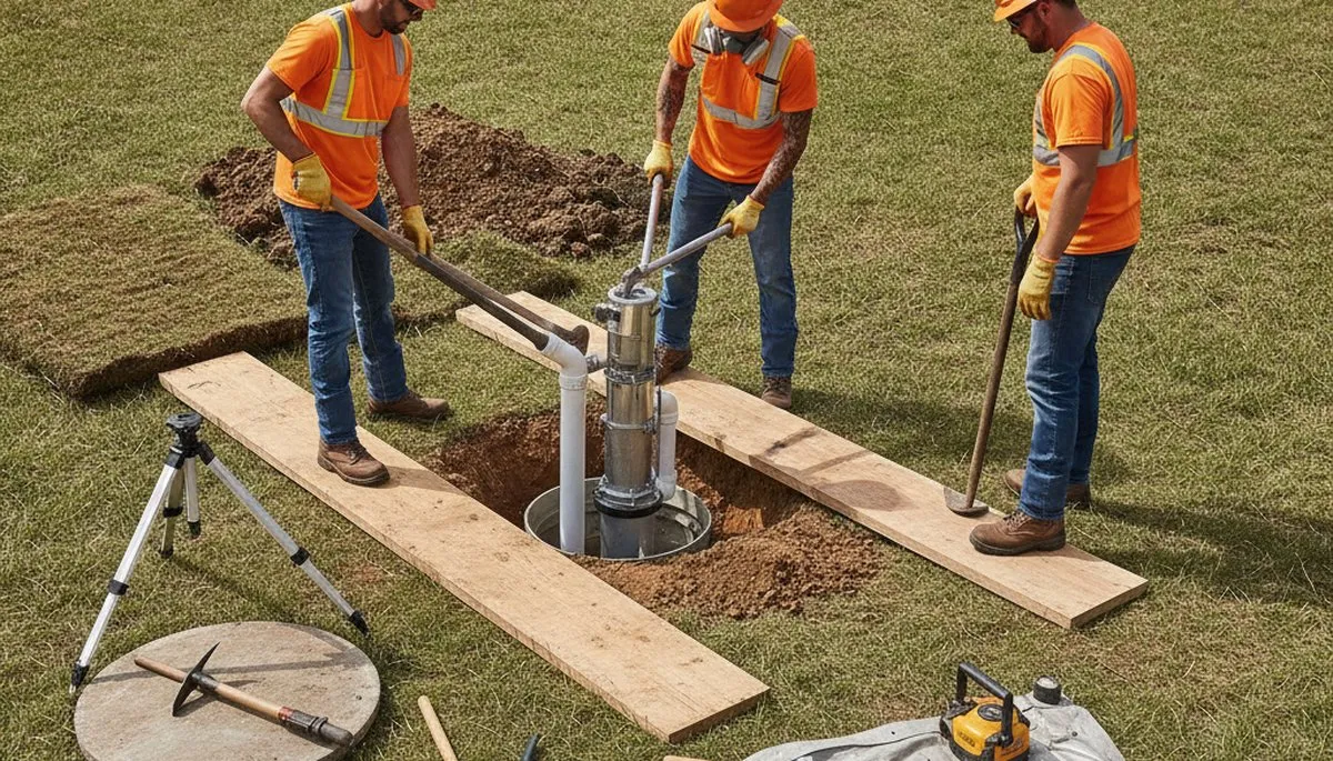 Seattle, WA plumber inspecting septic repair for a home service call