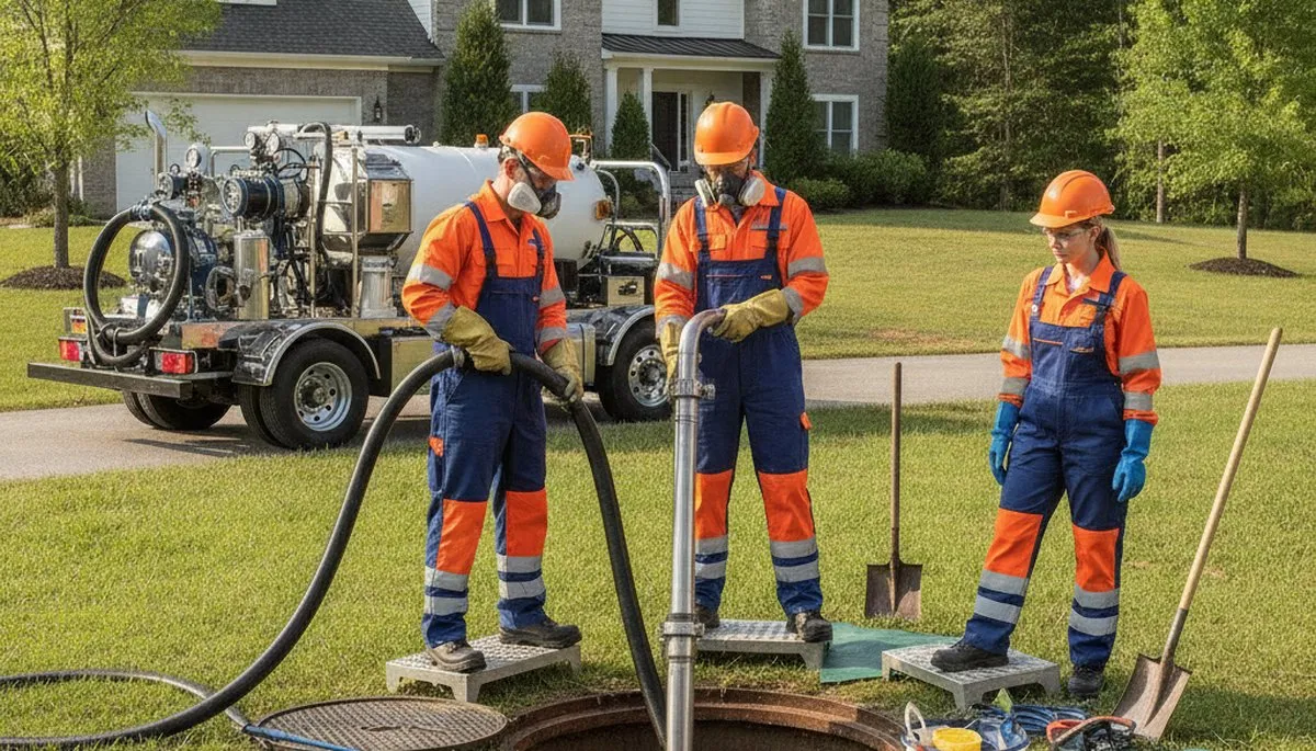 Seattle, WA plumber cleaning septic tank for residential plumbing maintenance and drainage service