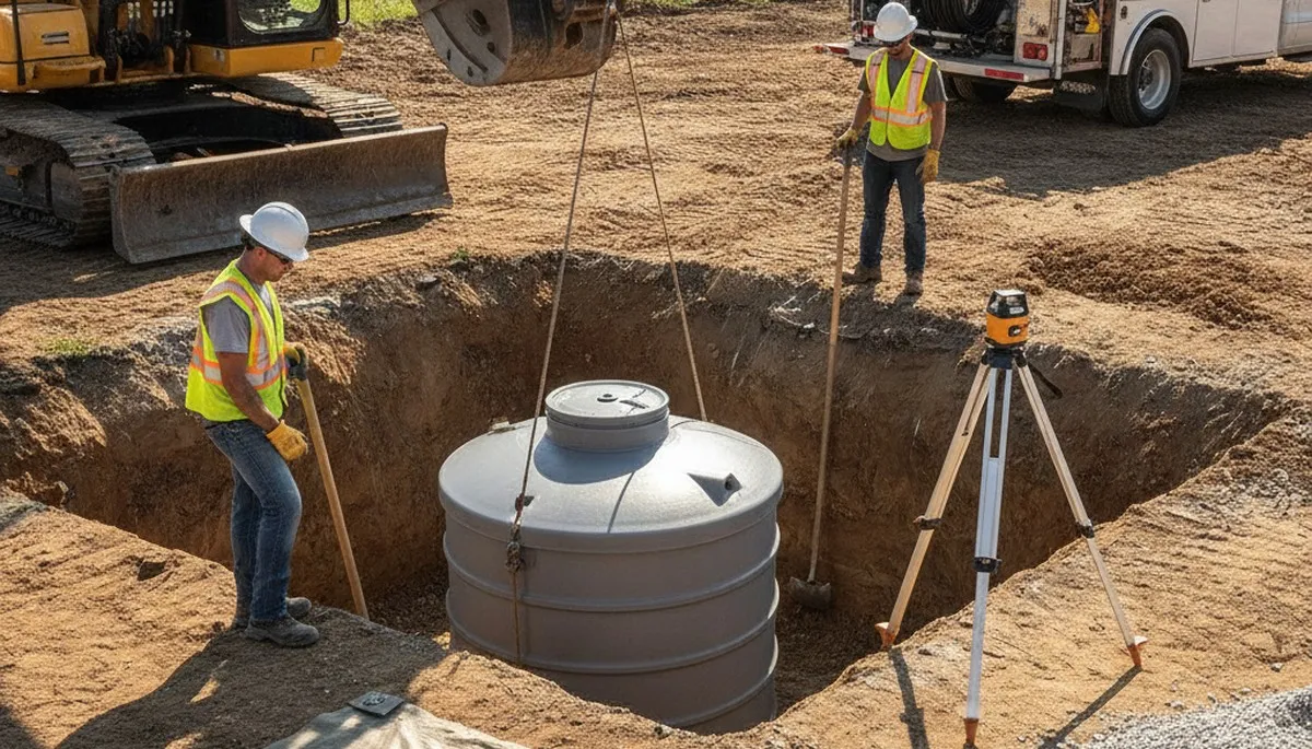 Seattle WA plumber installing septic tank for residential plumbing service