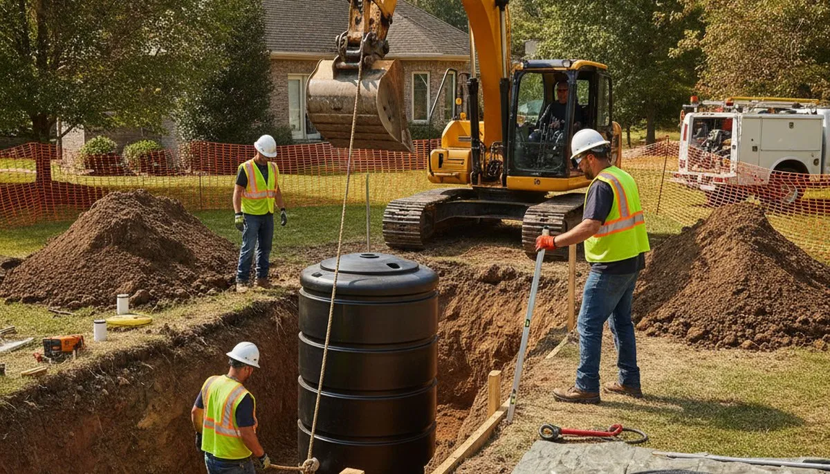 Seattle, WA plumber installing a septic tank for a residential plumbing service