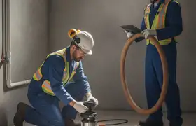 Seattle plumber installing sump pump for basement flood protection in a Seattle, WA home